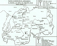 Ruanda zu Beginn des 20. Jahrhunderts. Die drei Machtzentren Nyanza, Kigali und Kabgayi. 